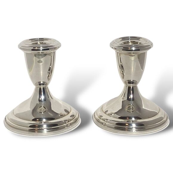 Vintage Empire Sterling Silver Candlesticks Candle Holders 2 pc Weighted 359gr